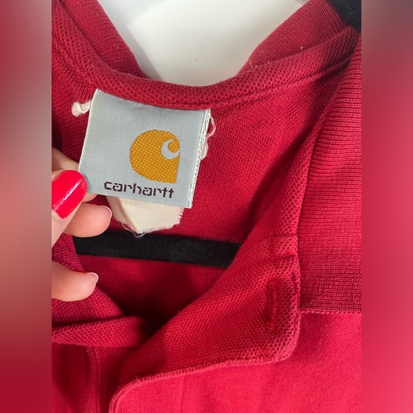 Carhartt Red Classic Collared Polo Short Sleeve Work Shirt Mens GUC - Picture 9 of 12